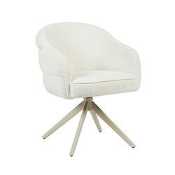 Draaibare eetkamerstoel Bella in Off White met zandkleurige poot, comfortabele en stijlvolle stoel voor eetkamer of kantoor.