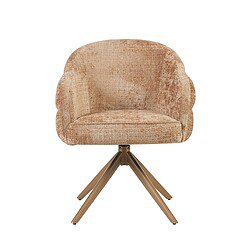 Comfortabele eetkamerstoel Bella met armleuningen in Cinnamon stof en bronzen poten, perfect voor een stijlvolle eetkamer.