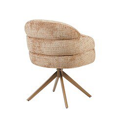 Moderne eetkamerstoel Bella met armleuning in cinnamon stof en bronzen poot, comfortabel en stijlvol voor elke eetkamer.