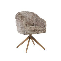 Ontdek de stijlvolle draaibare eetkamerstoel Bella Clay met een luxe poot in bronsafwerking, perfect voor een moderne eetkamer.