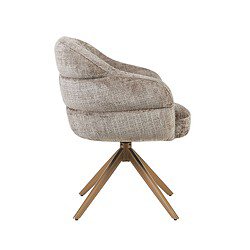 Draaibare eetkamerstoel Bella Clay met poots in brons, comfortabel en stijlvol, perfect voor moderne eetkamers.