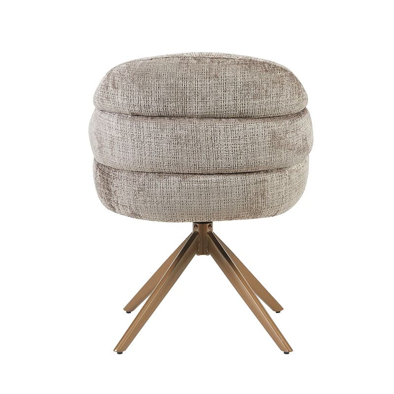 Draaibare eetkamerstoel Bella Clay met poots in brons, comfortabel en stijlvol, perfect voor moderne eetkamers.