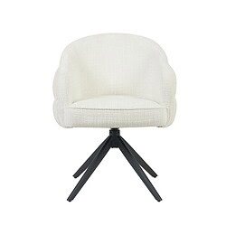 Draaibare eetkamerstoel Bella in Off White met zwarte poot, comfortabel en stijlvol voor moderne eetkamers.