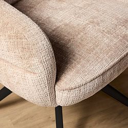 Comfortabele draaibare eetkamerstoel Bella in beige stof met zwarte poot, perfect voor moderne eetkamers en interieur.