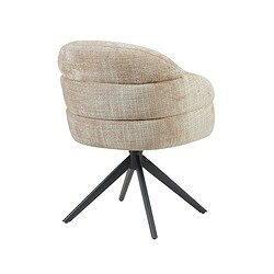 Draaibare eetkamerstoel Bella in beige stof met zwarte poot, ideaal voor moderne eetkamers en vergaderruimtes. Comfortabel, stijlvol en multifunctioneel ontwerp.