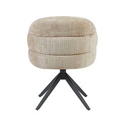 Moderne draaibare eetkamerstoel Bella in beige stof met zwarte houten poot, perfect voor een stijlvolle en comfortabele eetkamer.