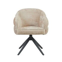 Comfortabele beige eetkamerstoel Bella met armleuningen en zwarte poten, perfect voor een stijlvolle en gezellige eethoek.