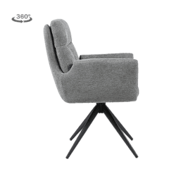 Moderne grijze bureaustoel met houten poten, comfortabel en stijlvol, ideaal voor kantoor of thuiswerkplek.