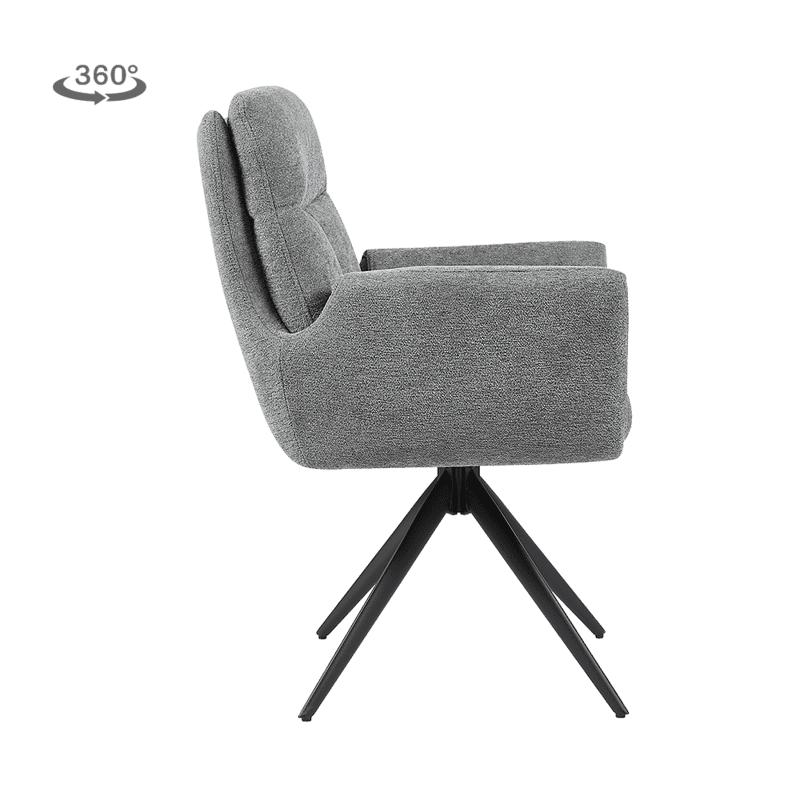 Moderne grijze bureaustoel met houten poten, comfortabel en stijlvol, ideaal voor kantoor of thuiswerkplek.