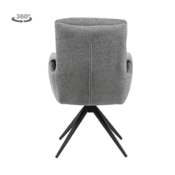 Moderne grijze fauteuil met comfortabele bekleding en zwarte houten poten, perfect voor een stijlvolle woonkamer of kantoorruimte.