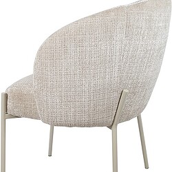 Comfortabele eetkamerstoel met zachte stoffen bekleding en slanke metalen poten, ideaal voor een stijlvolle en gezellige eetruimte.