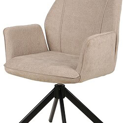 Comfortabele beige bureaustoel met houten poten en zachte stof, ideaal voor kantoor of thuiswerkplek. Ergonomisch ontwerp voor langdurig zitcomfort en stijlvolle uitstraling.