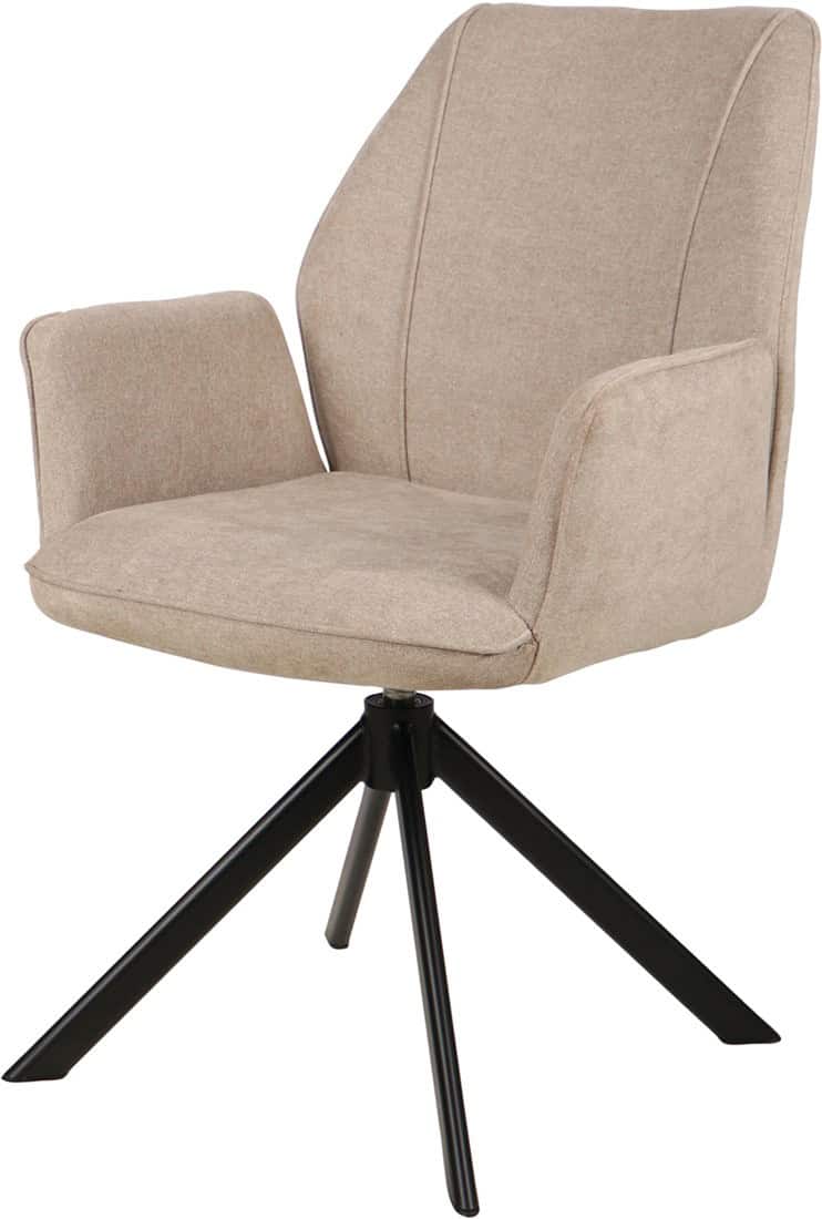 Comfortabele beige bureaustoel met houten poten en zachte stof, ideaal voor kantoor of thuiswerkplek. Ergonomisch ontwerp voor langdurig zitcomfort en stijlvolle uitstraling.