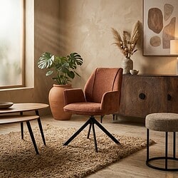 Luxe Mokana lounge stoel met comfortabele bekleding en moderne uitstraling, perfect voor een stijlvolle woonkamer.