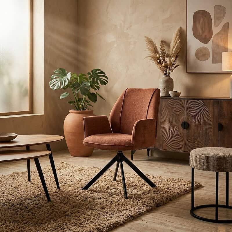 Luxe Mokana lounge stoel met comfortabele bekleding en moderne uitstraling, perfect voor een stijlvolle woonkamer.