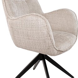 Comfortabele stoffen bureaustoel met draaibaar ontwerp en zwarte houten poten, ideaal voor kantoor of thuisgebruik.