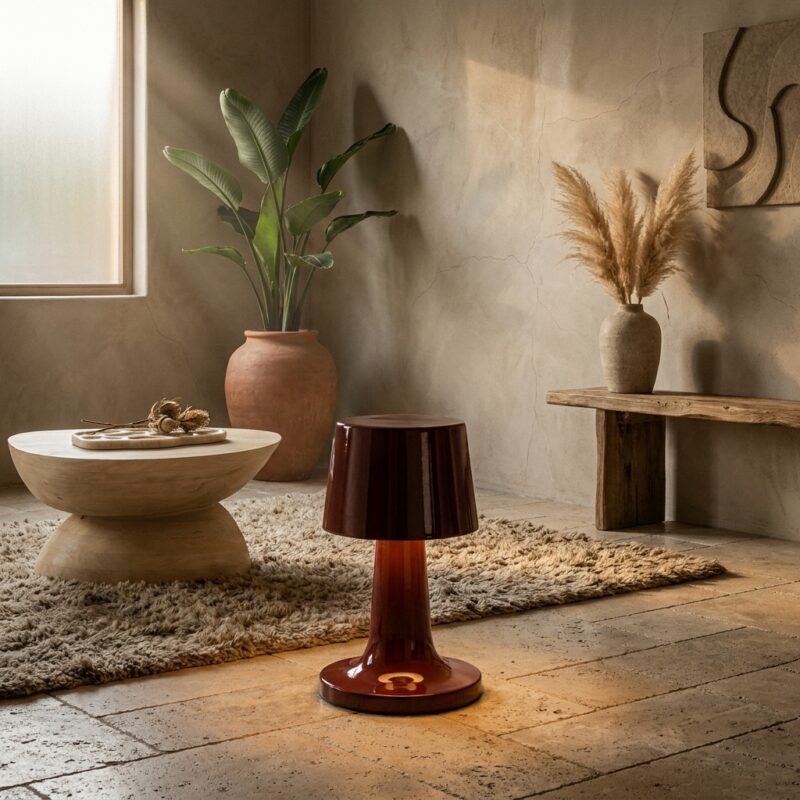 Alvo hanglamp in burgundy rood geglazuurd ijzer uit de IND collectie
