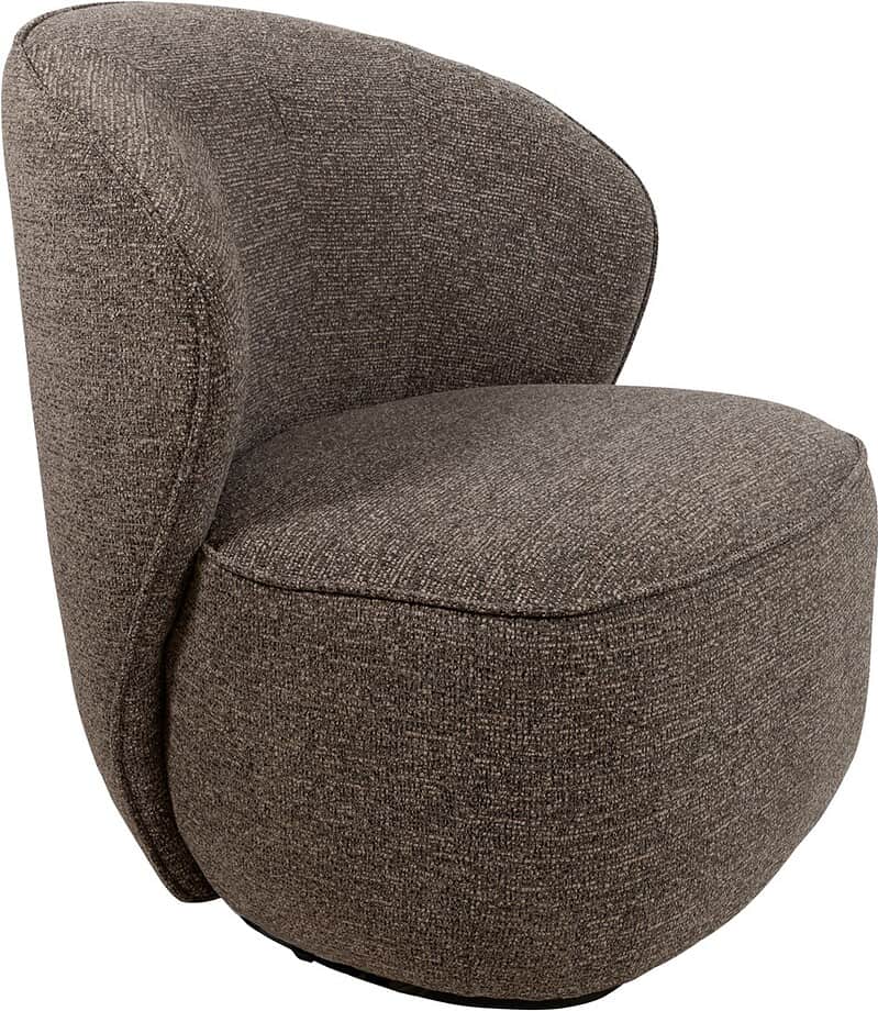 Comfortabele Mokana fauteuil met ronde vorm en zachte bekleding, perfect voor moderne interieurs.
