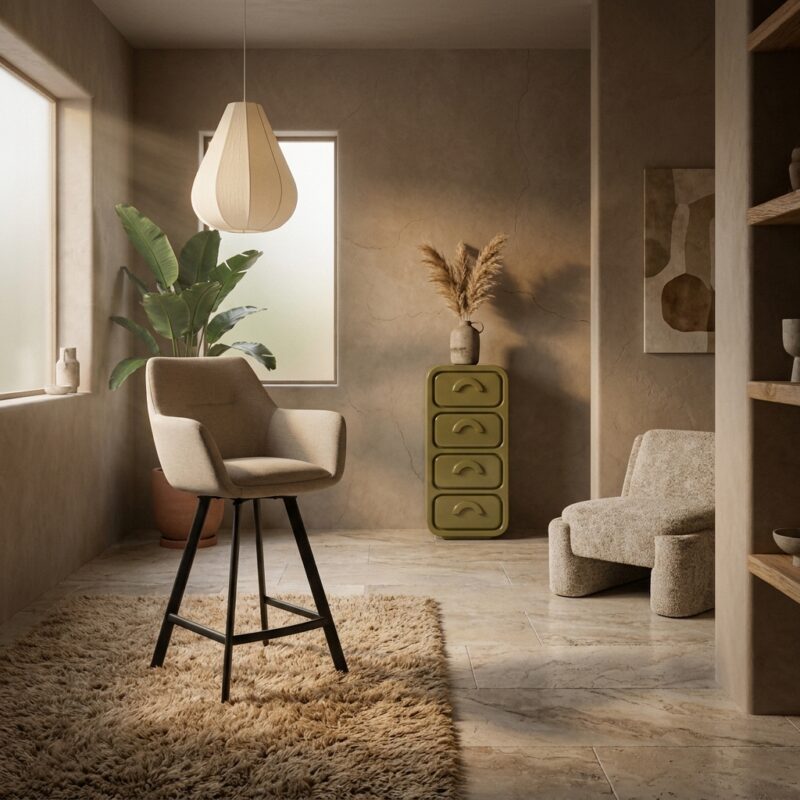 Barstool Bliss with armrest - beige