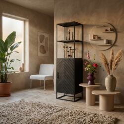 Boekenkast New York Zwart Mangohout 55 cm