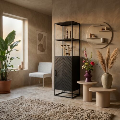 Boekenkast New York Zwart Mangohout 55 cm