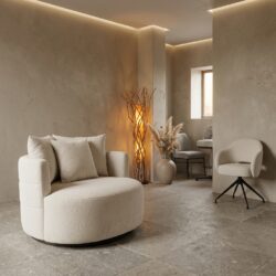 Bolza fauteuil Trenza 6 ivory, landelijk modern, wit, draaibaar