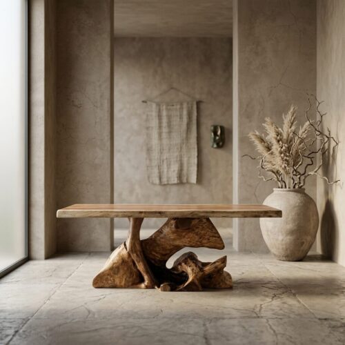 bureau-console-monkeypod-suarhout-200cm Uniek bureau console suarhout