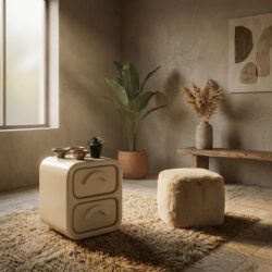 Cabinet Gubby small in beige met high gloss afwerking van MDF