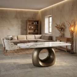 Castello eetkamertafel Deens ovaal met bronzen basis