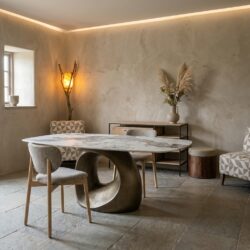 Castello eetkamertafel Deens ovaal in bronstig metaal