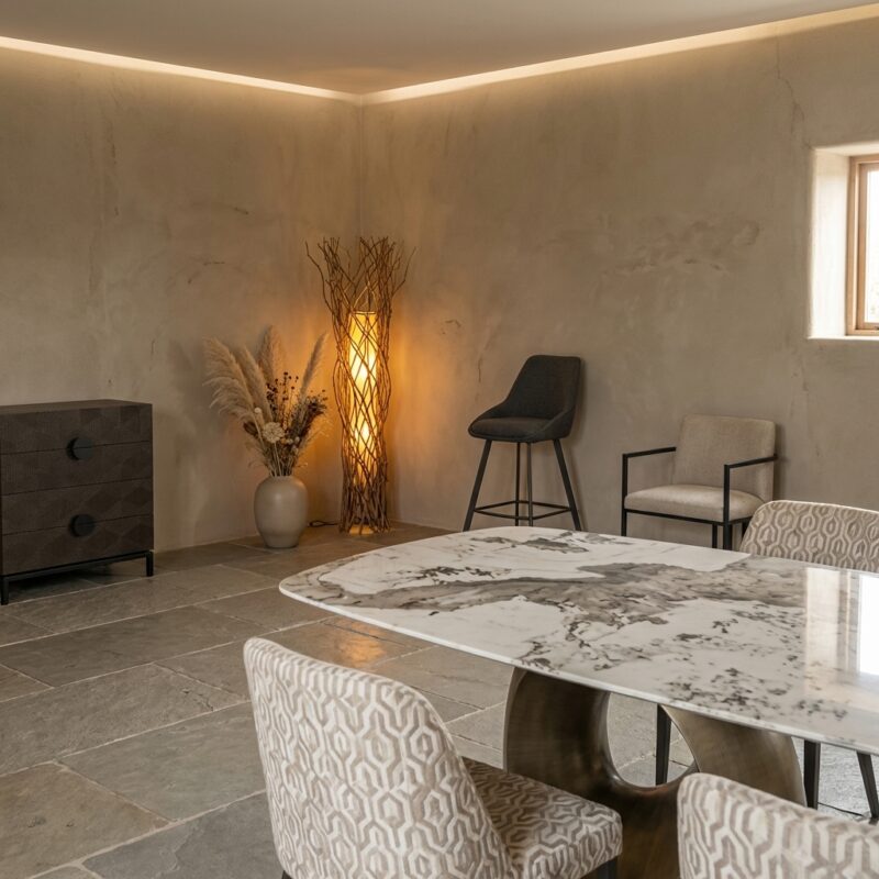 Castello eetkamertafel deens ovaal in bronstig brons met ceramic top