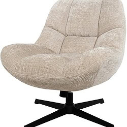 Comfortabele Mokana lounge stoel met beige bekleding en zwarte onderstel, perfect voor moderne woonruimtes en ontspanning.