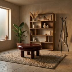 Burgundy rode Balloon salontafel van gepoedercoat ijzer met uniek design