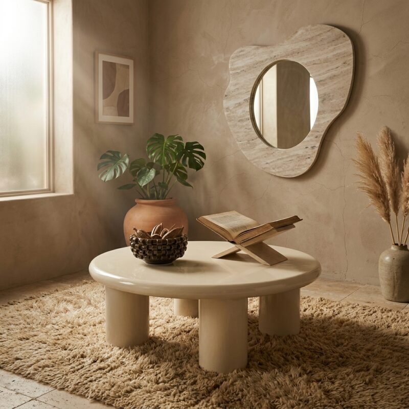 Beige salontafel Bloop large in high gloss afwerking van MDF