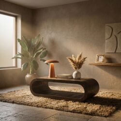 Bruine salontafel Elora van gelakt mangohout met natuurlijke uitstraling