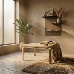 Salontafel Zilo in beige gecoat ijzer met geglazuurde afwerking