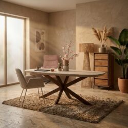 Deens ovale eettafel Madison Zand Mangohout 160 cm