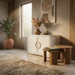 Dresser Gubby beige high gloss MDF kast uit de IND collectie