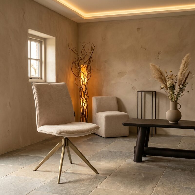 Eetkamerstoel Dakota niagara beige swivel, comfortabel en stijlvol