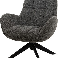 Comfortabele lounge stoel met zachte, donkergrijze bekleding en houten pootjes, ideaal voor woonkamer of kantoor. Elegant design en ergonomisch voor optimaal zitcomfort.