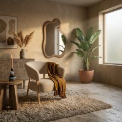 Staande spiegel Laban XL in natuurlijk rubberhout met glazen spiegelblad SCAN collectie