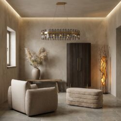 Hanglamp Julio met gouden details en grijs frame