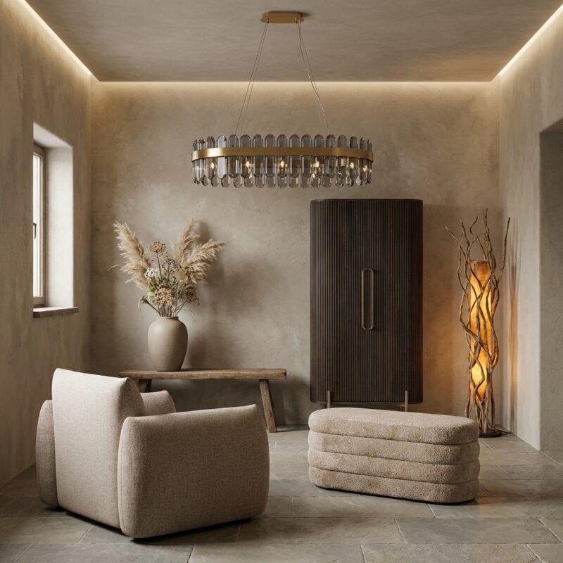 Hanglamp Julio met gouden details en grijs frame