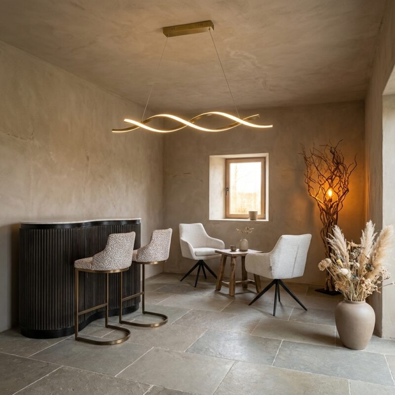 Hanglamp Lorine goud met dimmer en verstelbaar koord