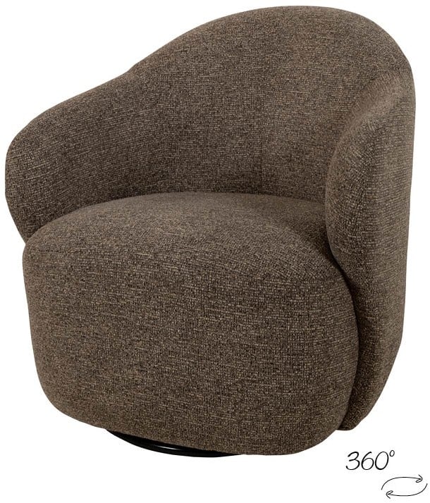 Comfortabele Mokana fauteuil met ronde vorm en zachte bekleding, perfect voor moderne woonruimtes.