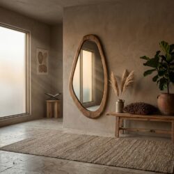 Laban kleine spiegel in natuurlijk rubberhout en glas uit de SCAN collectie