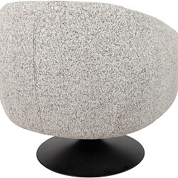 Moderne Mokana fauteuil met ronde, gestoffeerde zitting en zwarte basis, perfect voor stijlvolle woonruimtes.