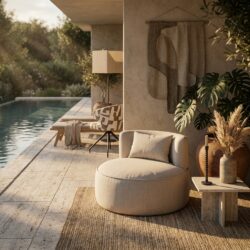 Outdoor lounge stoel Nammos beige swivel