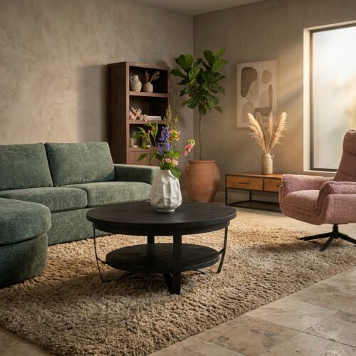 Ronde salontafel Paras Zwart Mangohout 90 cm hoofdafbeelding