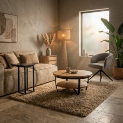 Salontafel Paras Naturel Mangohout 90 cm met zwarte frame